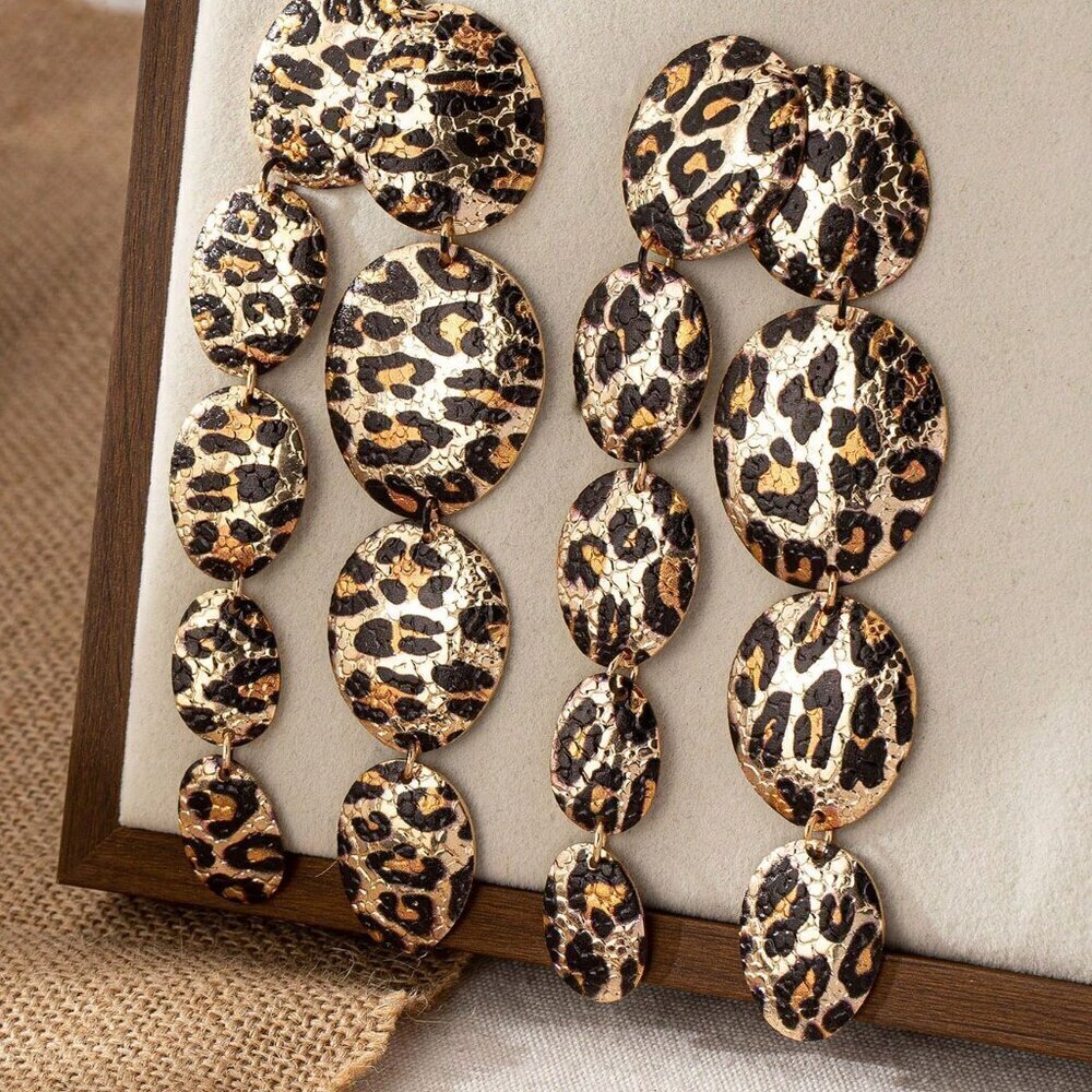 Yellow Gold Sexy Women's Oversized Exaggerated Round Cracked Patchwork Earrings - Picture 14 of 15